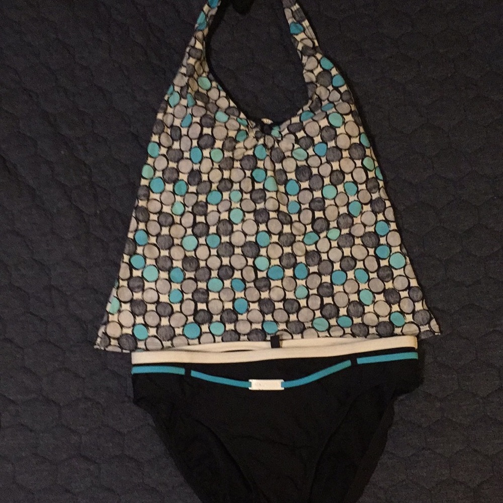 Blue and black nautica tankini